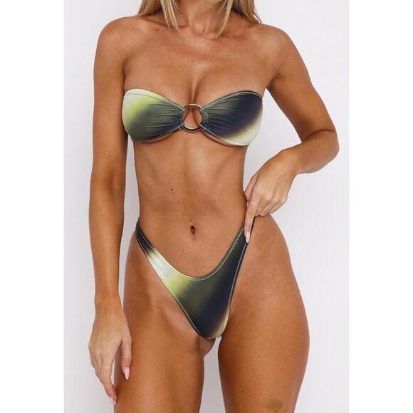 White Fox Boutique Evergreen Bikini - Tuscany Top (S) + Belmont Bottoms (XS) NEW - Picture 2 of 9